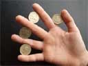 coins in the hand