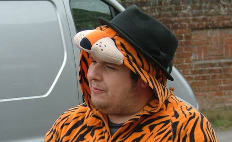 grant sharkey in a onesie