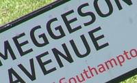 meggeson ave sign rotated
